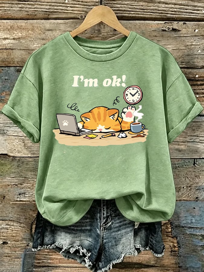 Women's “Funny Cat  Im Ok ” Casual T-Shirt