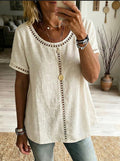 Women's Casual Linen Openwork Top