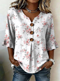 Women's Breast Cancer Awareness Floral Print T-Shirt