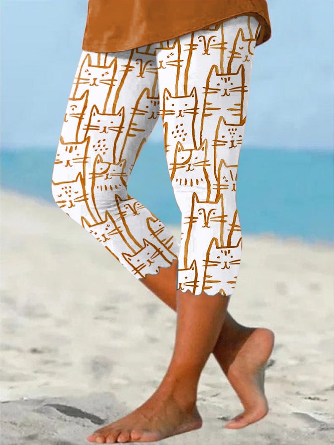 Women’s Retro Funny Cat Print Leggings