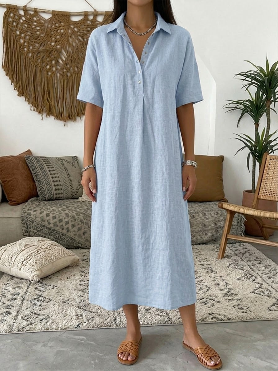 🌿Women’s Cotton Linen Polo Dress