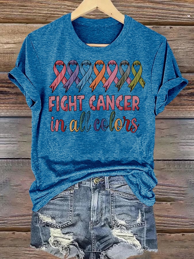 Women's  FIGHT CANCER in all colors  Print T-Shirt