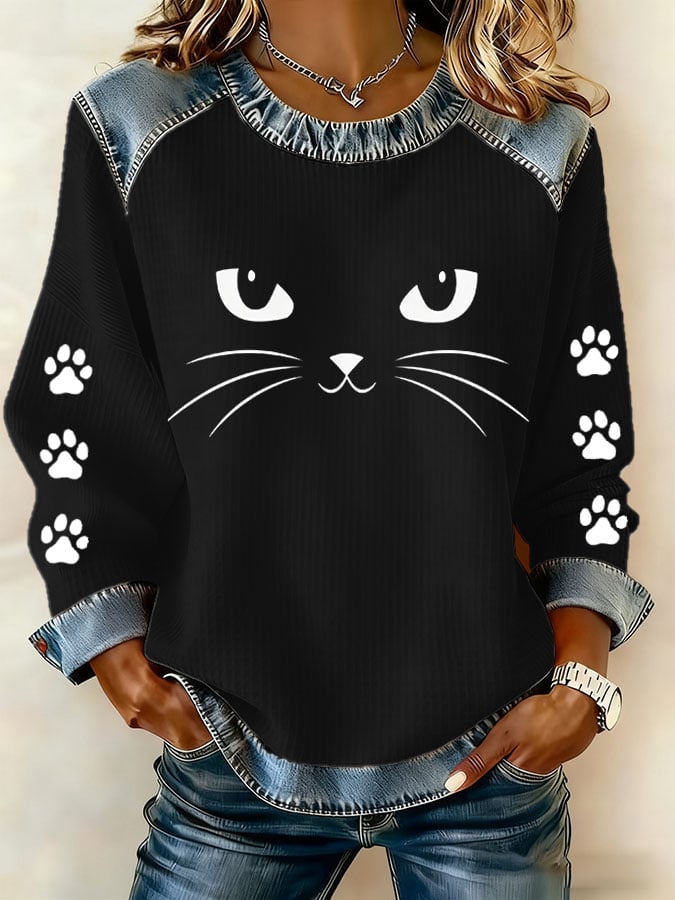 Women's Cute Cat Print T-shirt