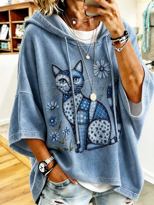 Women's Cat Art Print Hoodie
