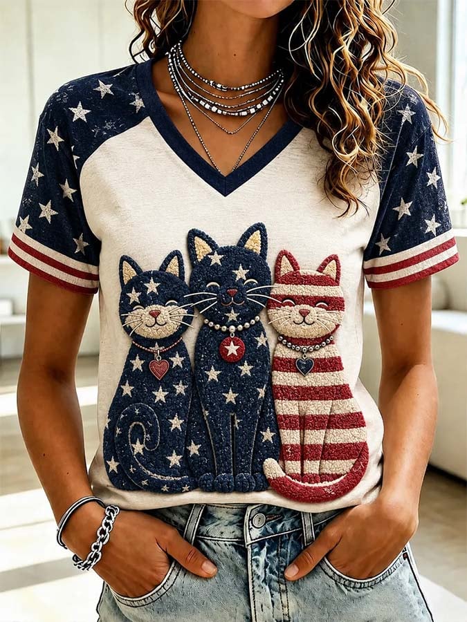 Women'S Casual Patriotic Print Top