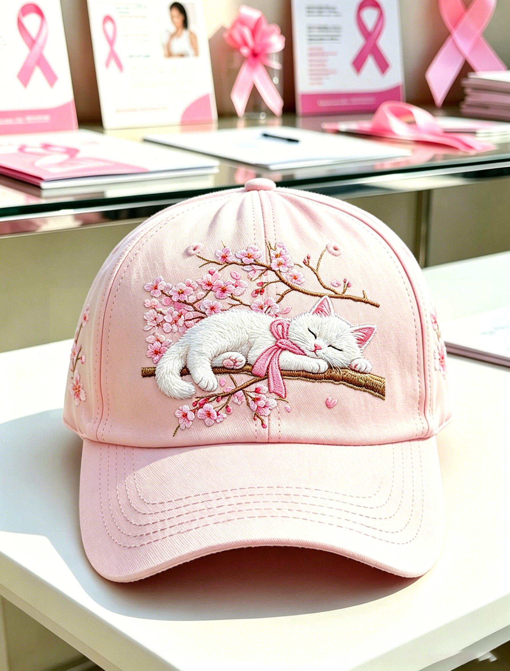 Unisex Pink Floral Print Hat
