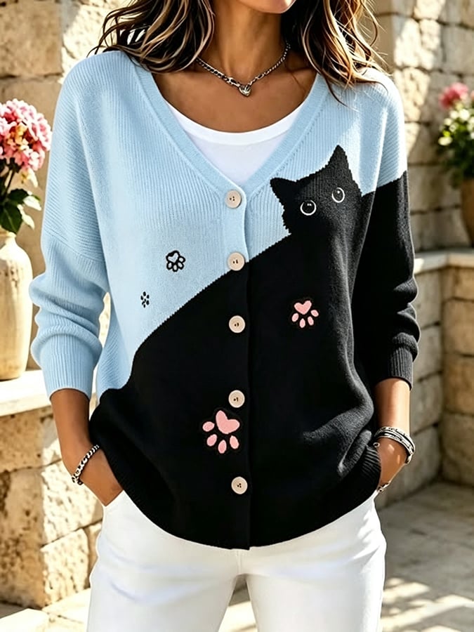 Women's Cat Printing Art Casual Top