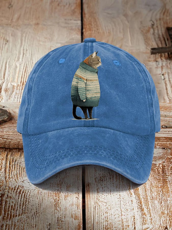 Winter Cat Print Hat