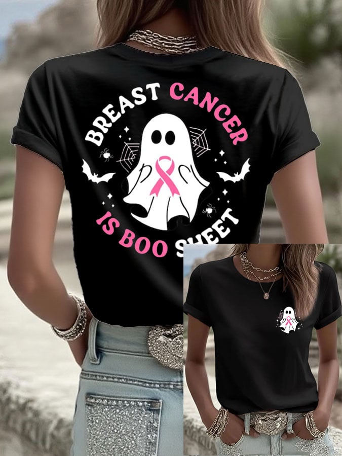 Women's Breast Cancer Print Casual T-shirt