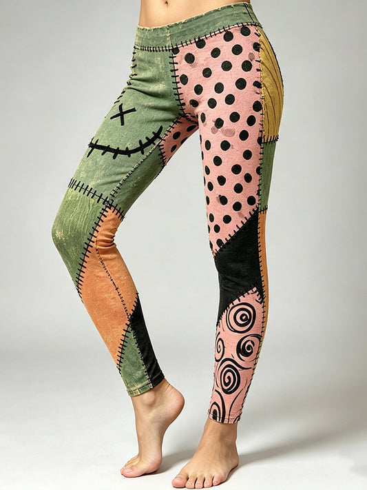 Women's Halloween Color Block Casual Leggings