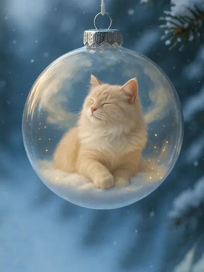 Cute Cat Christmas Glass Ornaments Collection