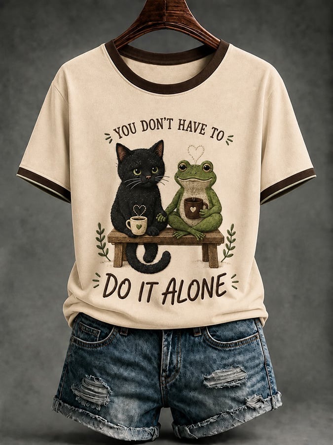 Women's Casual & Fun Mental Health Print V-Neck Top