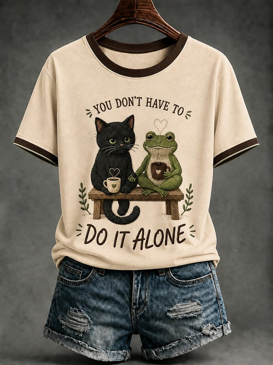 Women's Casual & Fun Mental Health Print V-Neck Top