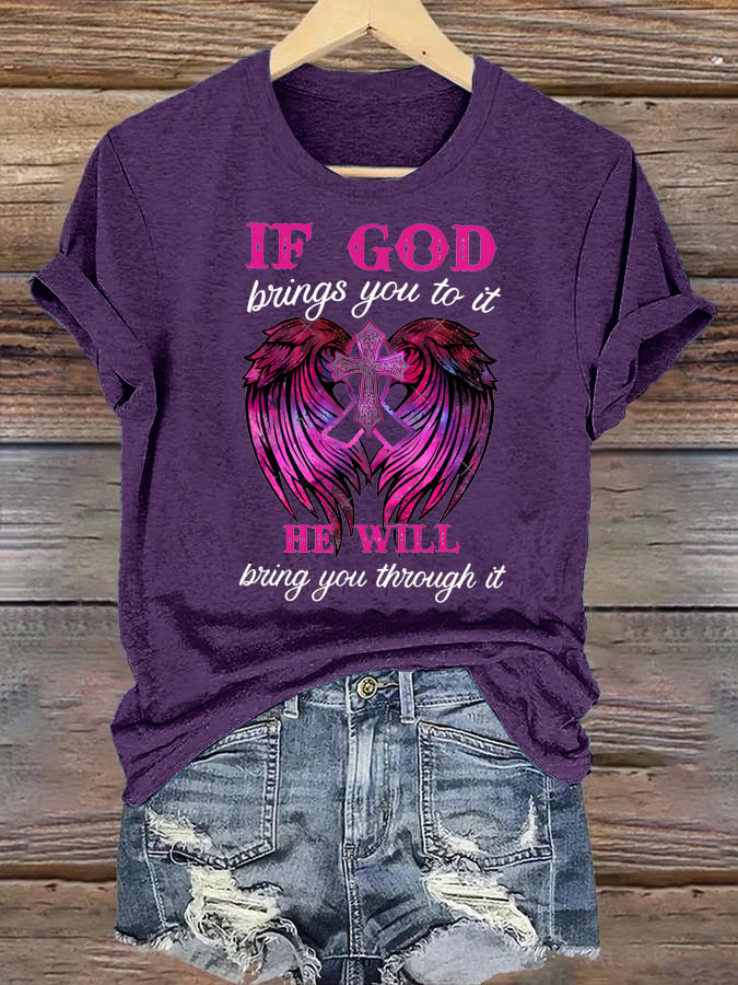 Women's  Faith & Strength: 'My God Is Stronger Than Breast Cancer' T-Shirt