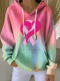 Women's Breast Cancer Print Casual Hoodie