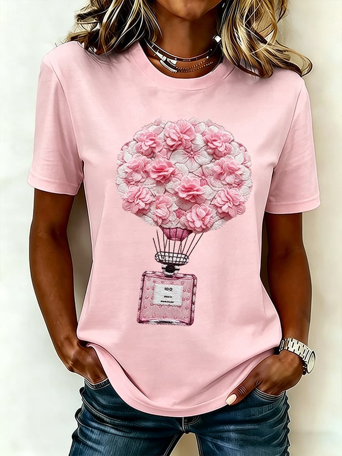 Women's Casual Breast Cancer Print Casual T-Shirt