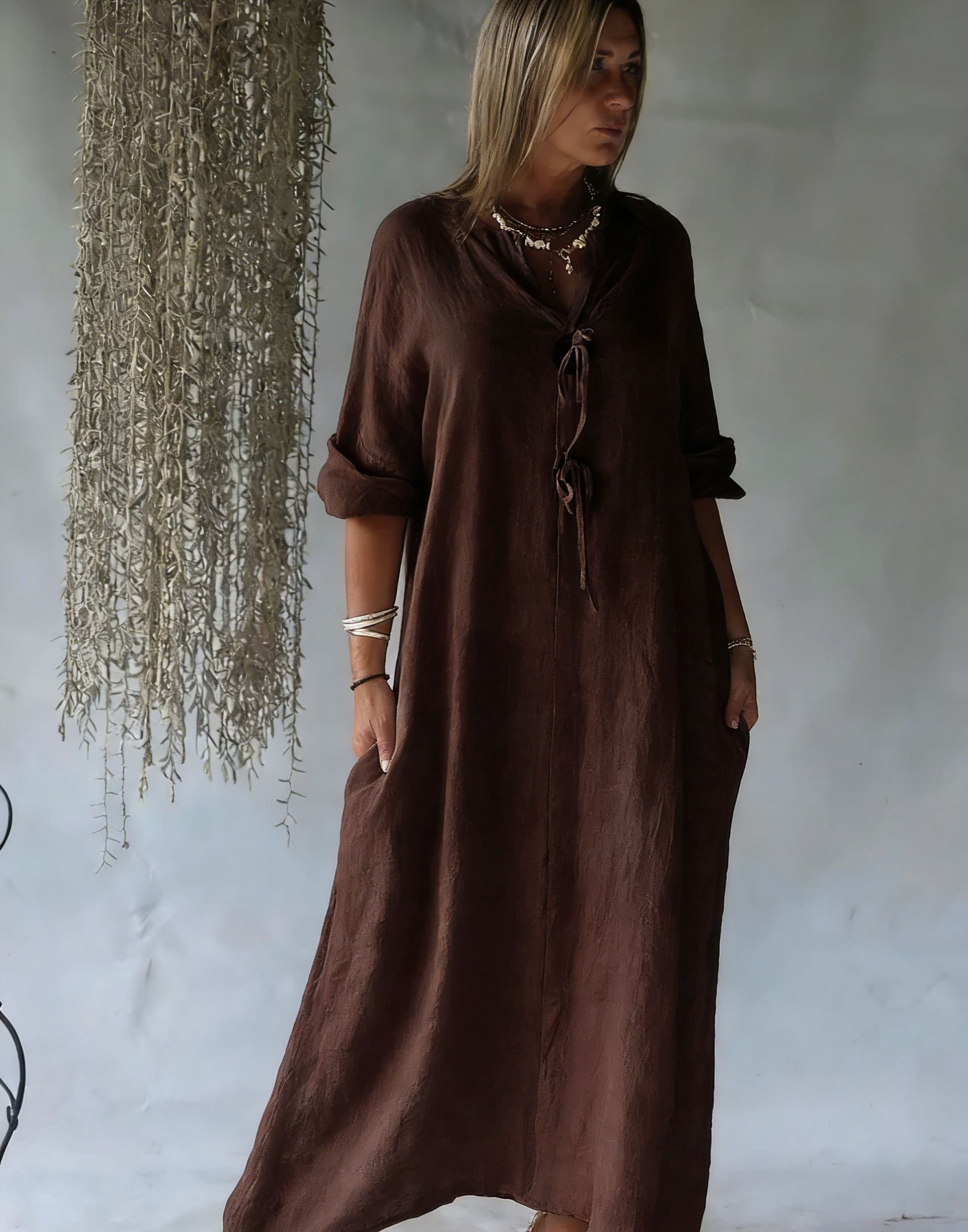 Summer Effortless Cotton-Linen Kaftan Dress
