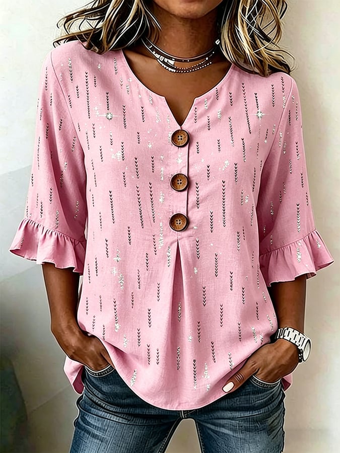 Women's Casual Breast Cancer Print Casual Shirt