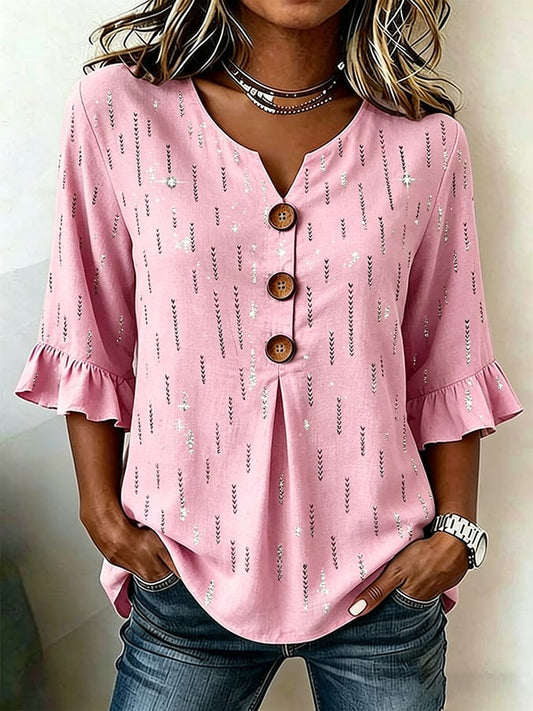 Women's Casual Breast Cancer Print Casual Shirt