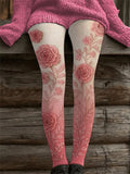 Women's Retro Breast Cancer Flowers Print Leggings
