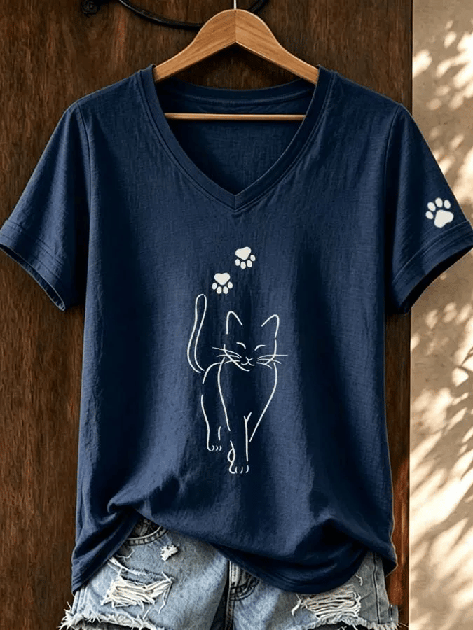 Women's Cute Cat Print T-Shirt