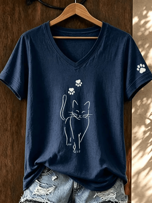 Women's Cute Cat Print T-Shirt