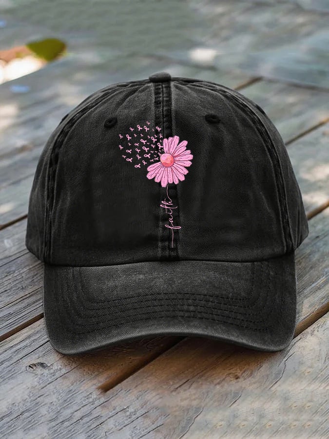 Unisex Breast Cancer Faith Print Baseball Cap