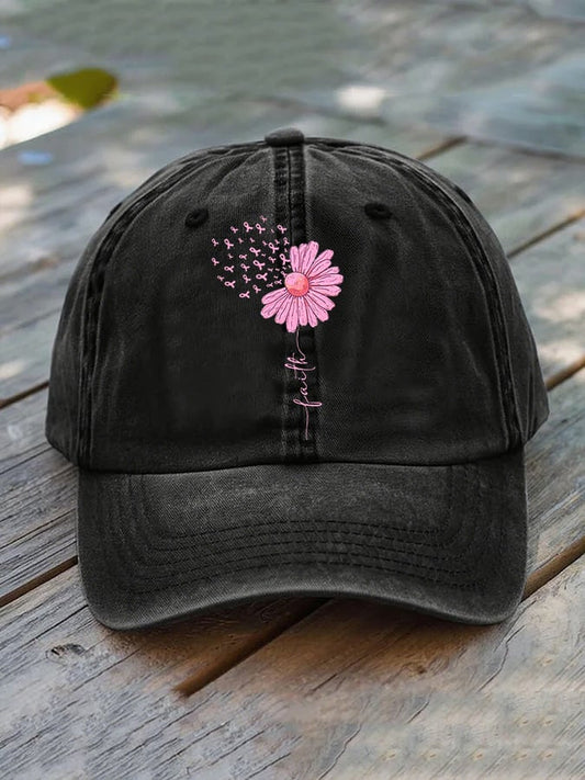 Unisex Breast Cancer Faith Print Baseball Cap