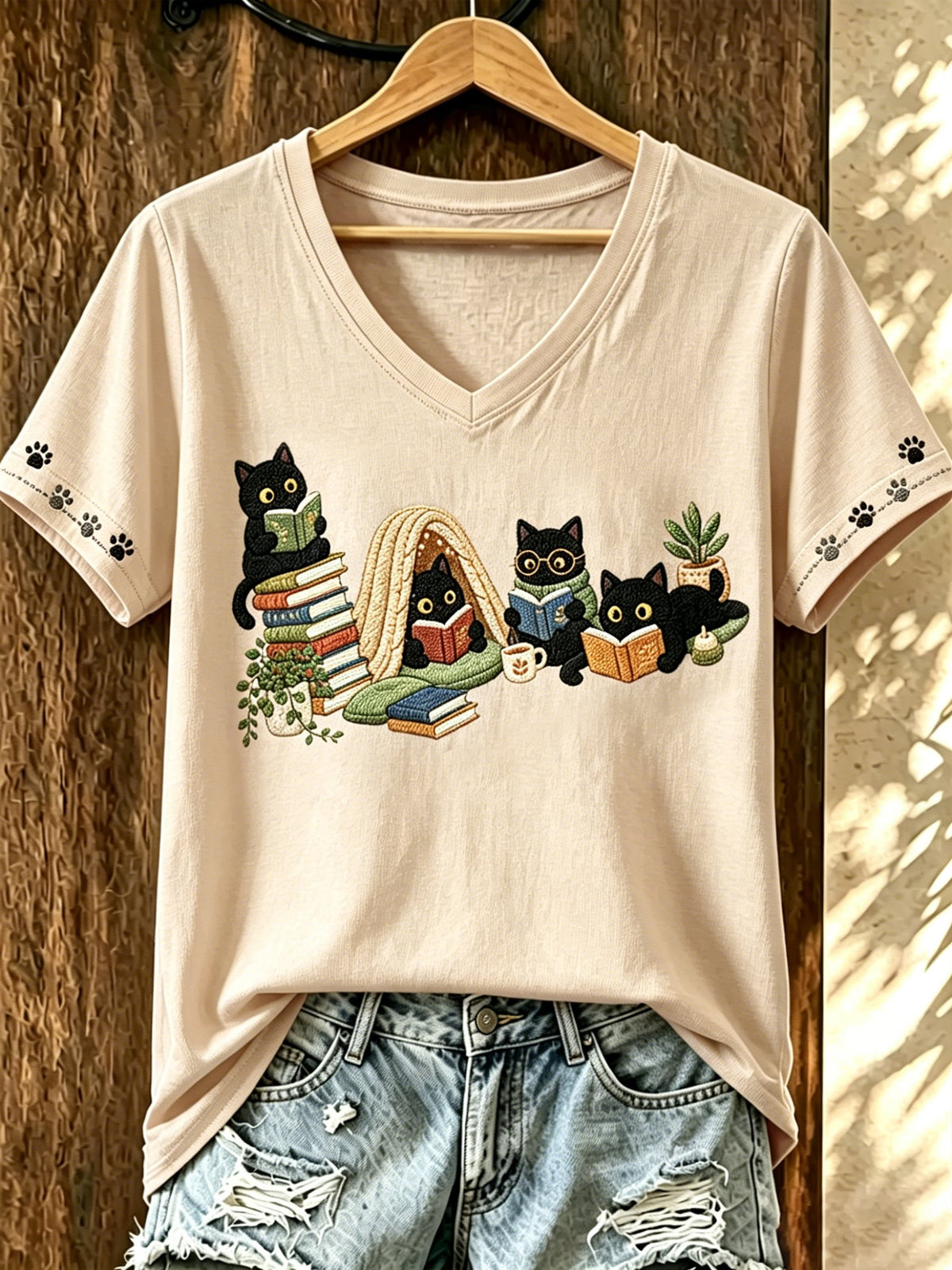 Women's Cat-Print Top