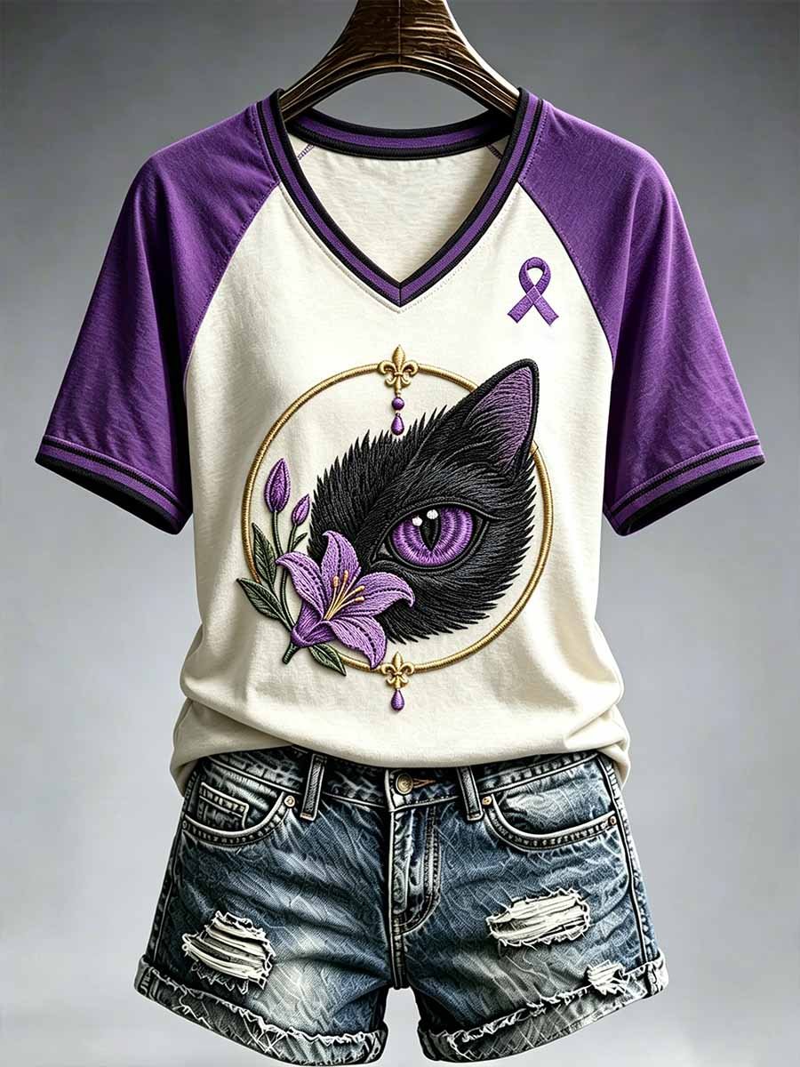 Women's Fashion Alzheimer's Support Pattern Short Sleeve T-shirt