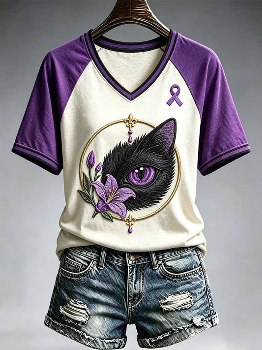 Women's Fashion Alzheimer's Support Pattern Short Sleeve T-shirt