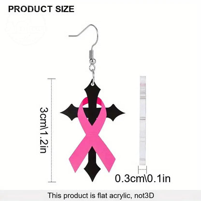 Pink Bow Cross Earrings