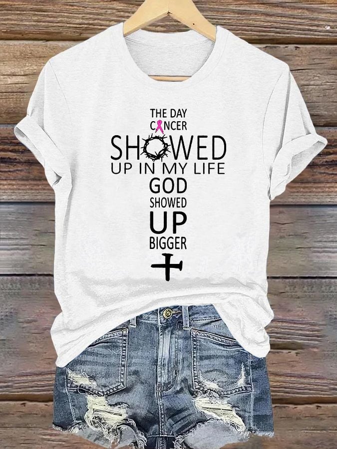 Women's  GOD SHOWED UP BIGGER  Print T-Shirt