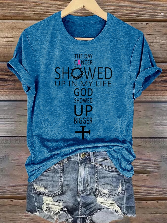 Women's  GOD SHOWED UP BIGGER  Print T-Shirt