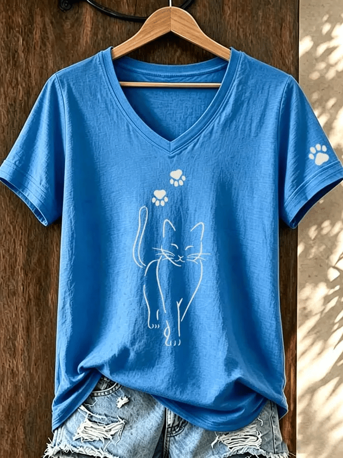 Women's Cute Cat Print T-Shirt