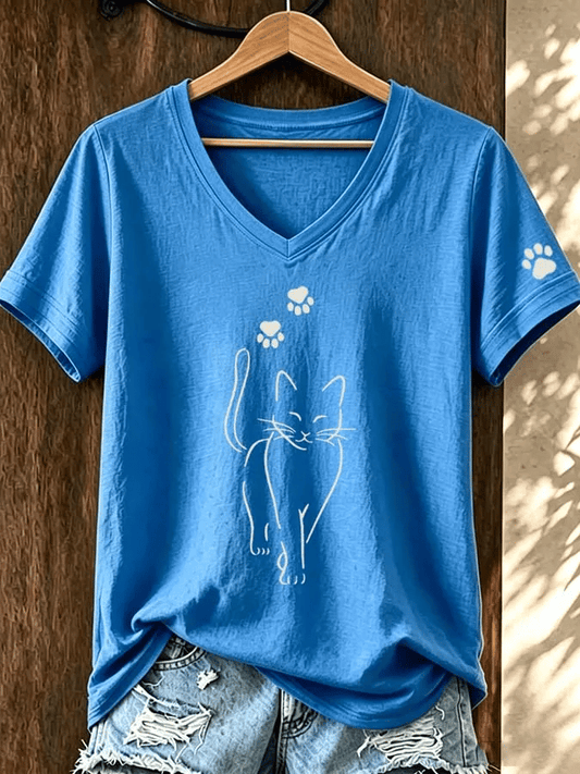 Women's Cute Cat Print T-Shirt