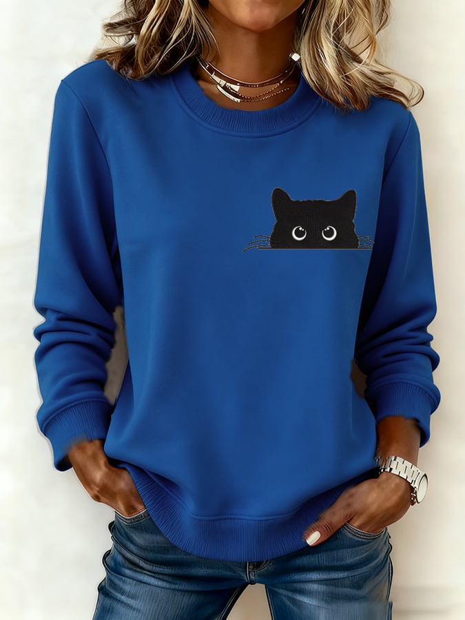 Women's Cat Casual Crew Neck Sweatshirt