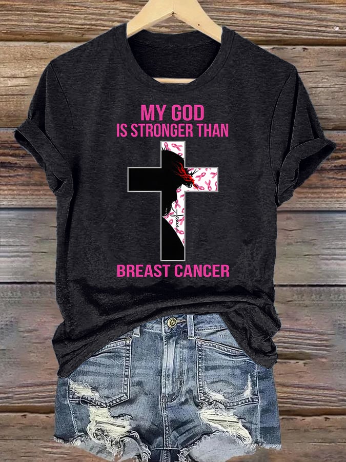 Women's  Faith & Strength: 'My God Is Stronger Than Breast Cancer' T-Shirt
