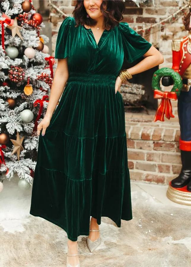 Hot Sale Women's Velvet Tiered Maxi Dress (Buy 2 Free Shipping)