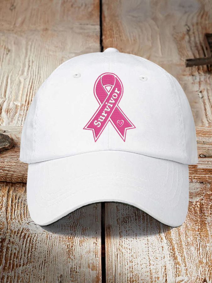 Unisex Breast Cancer Awareness Survivor Pink Ribbon Print Hat