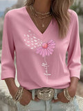 Women's Breast Cancer Faith Printed Short-Sleeved T-Shirt