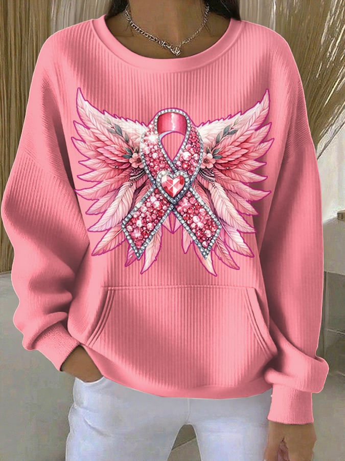Women's Breast Cancer Awareness Print Comfort Sweatshirt