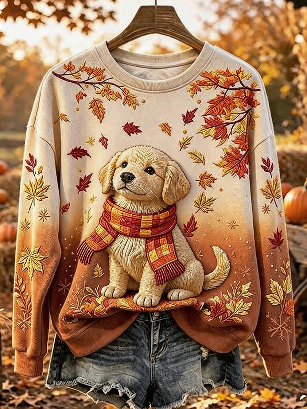 Women's Autumn Animal Print Crew Neck Long-Sleeve T-Shirt