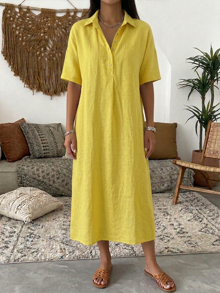 🌿Women’s Cotton Linen Polo Dress