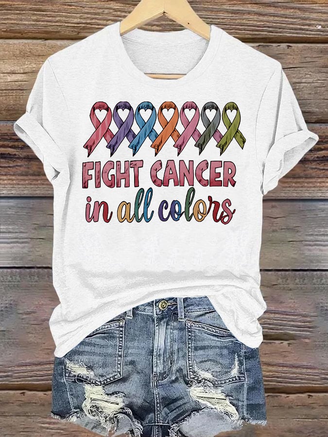 Women's  FIGHT CANCER in all colors  Print T-Shirt