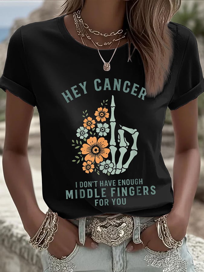 Women's Breast Cancer Awareness Printed Round Neck T-Shirt