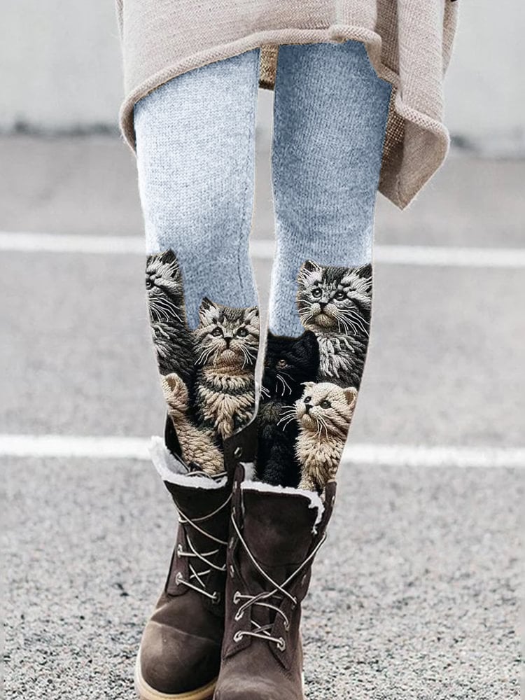 Women's Cat Knit Leggings