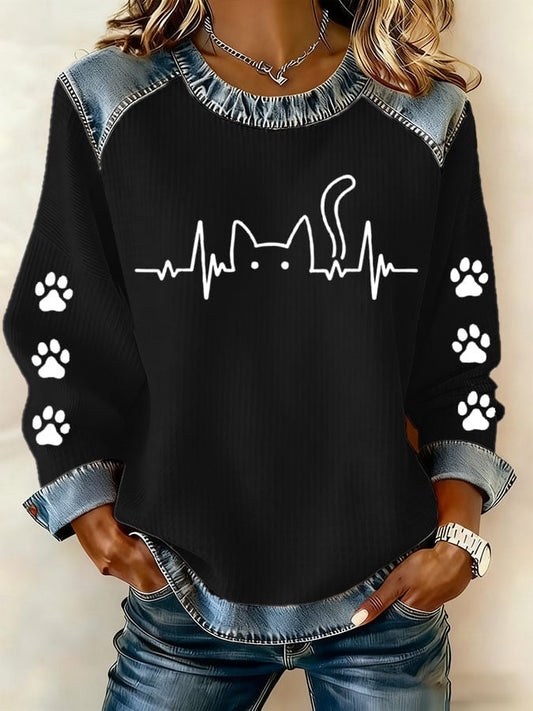 Women's Cute Cat Print T-shirt