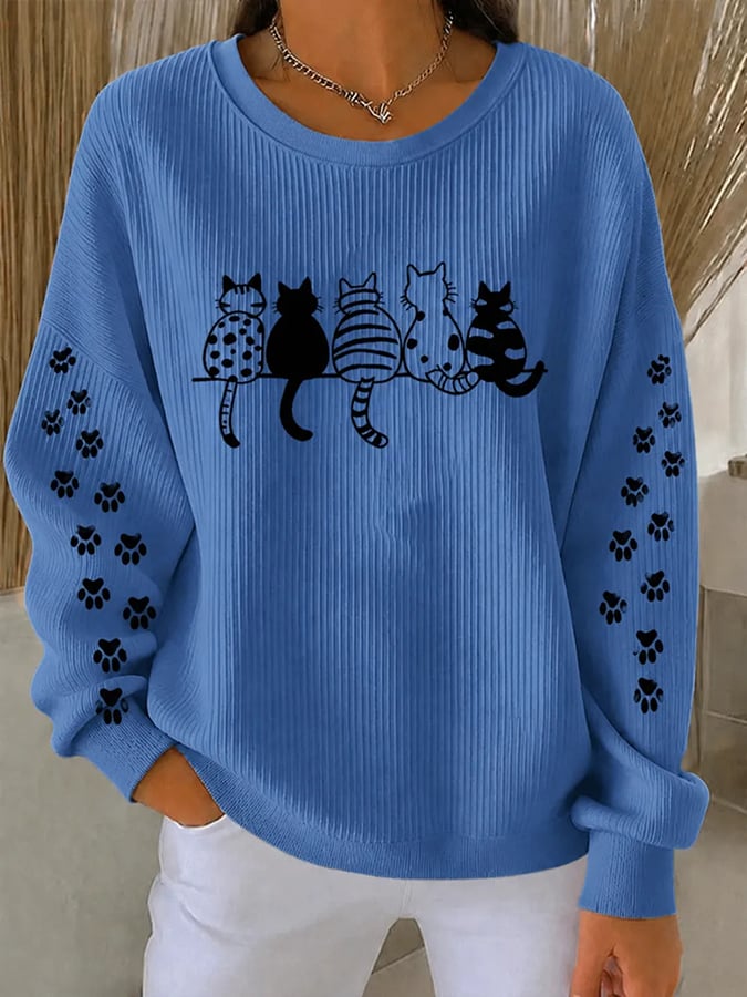 Women's Cute Cats Print Casual Sweatshirt