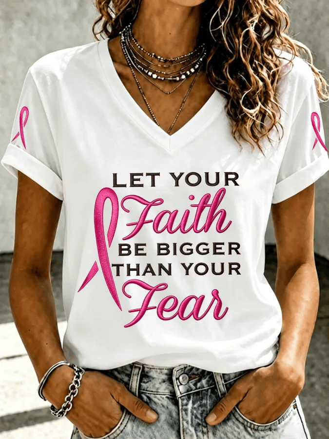 Women's Breast Cancer Awareness Print T-shirt